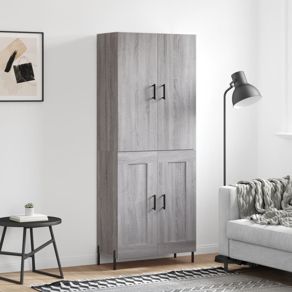 højskab 69,5x34x180 cm konstrueret træ grå sonoma-eg