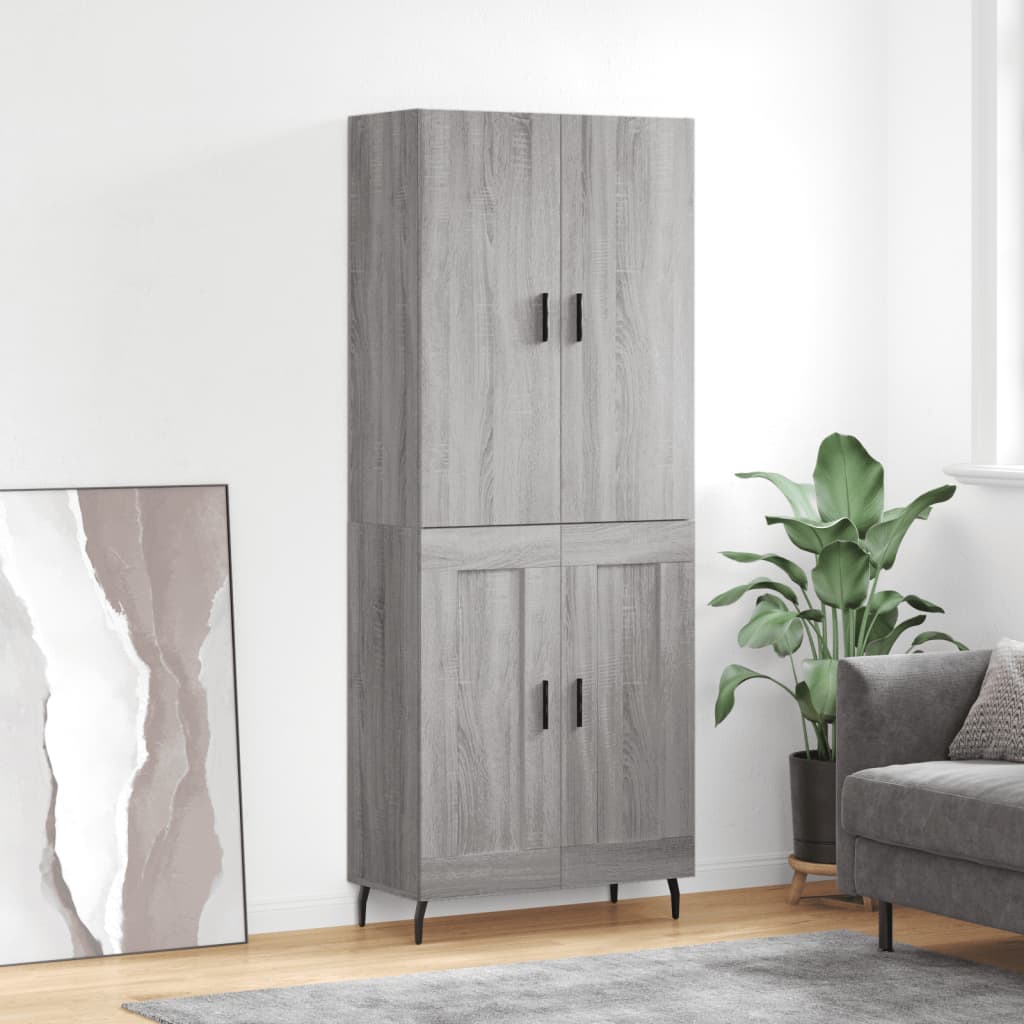 højskab 69,5x34x180 cm konstrueret træ grå sonoma-eg
