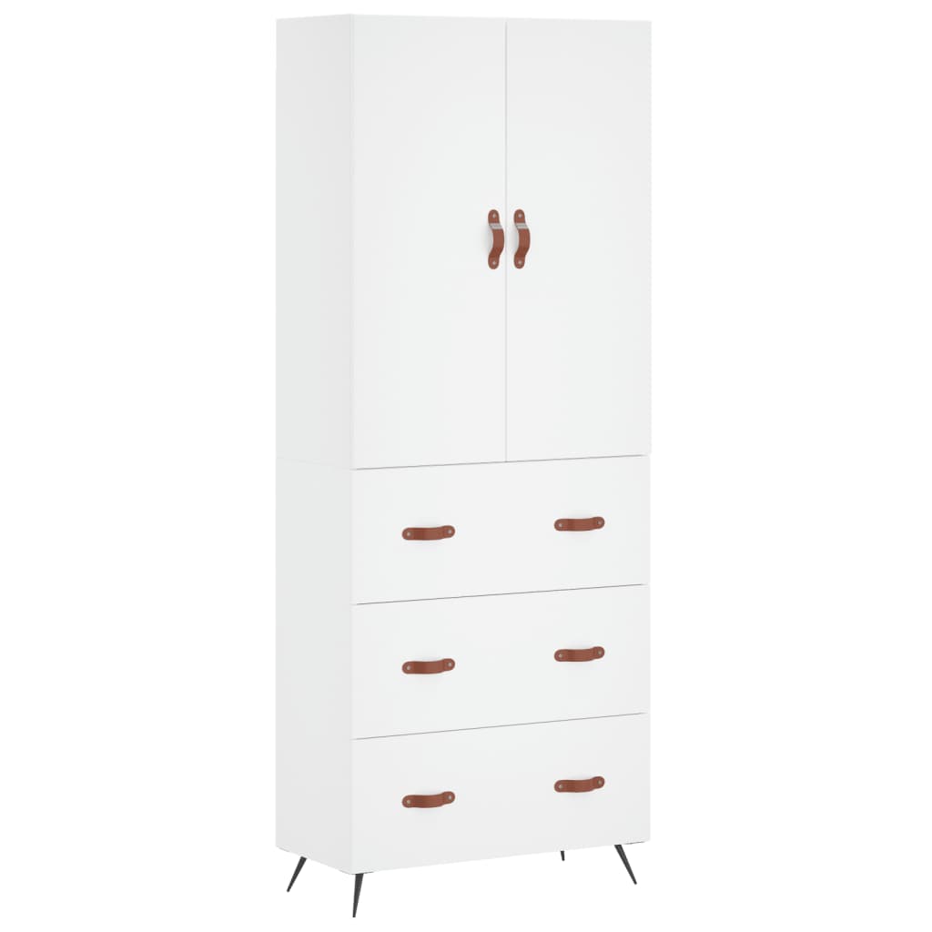 højskab 69,5x34x180 cm konstrueret træ hvid