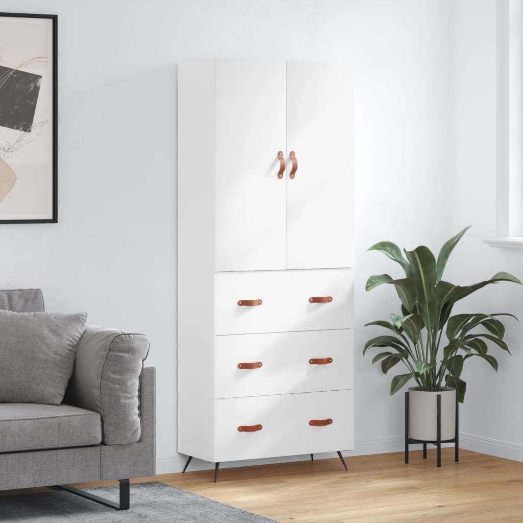 højskab 69,5x34x180 cm konstrueret træ hvid
