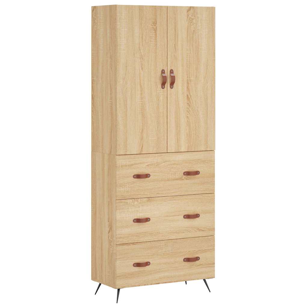 højskab 69,5x34x180 cm konstrueret træ sonoma-eg