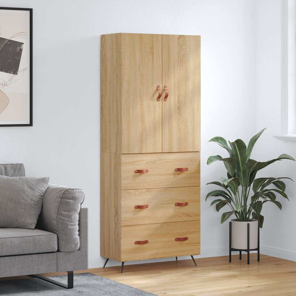 højskab 69,5x34x180 cm konstrueret træ sonoma-eg
