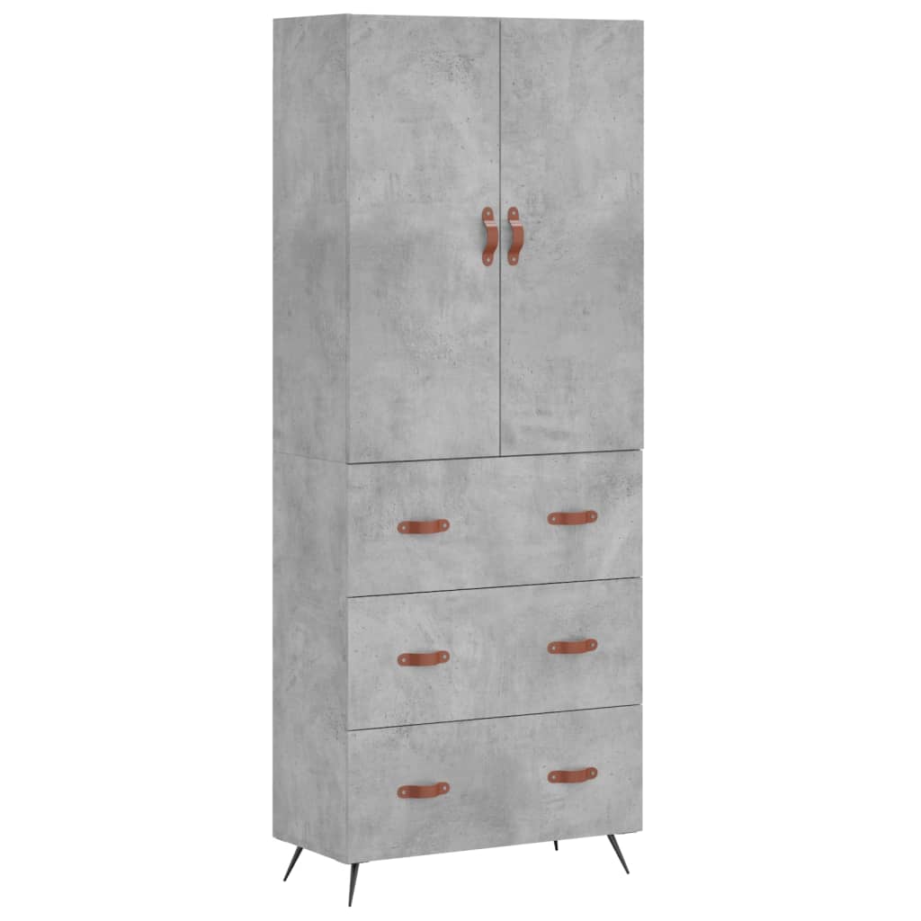 højskab 69,5x34x180 cm konstrueret træ betongrå