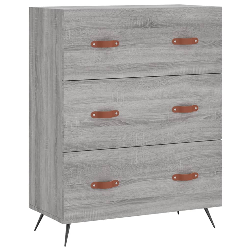 højskab 69,5x34x180 cm konstrueret træ grå sonoma-eg