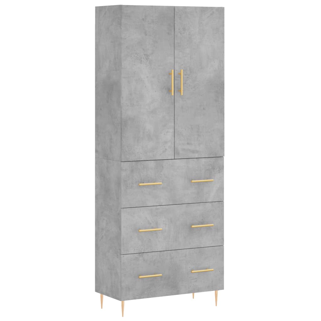 højskab 69,5x34x180 cm konstrueret træ betongrå