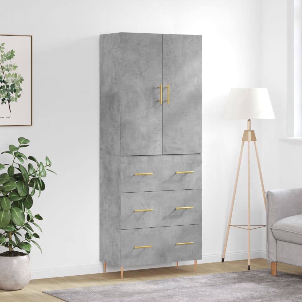 højskab 69,5x34x180 cm konstrueret træ betongrå