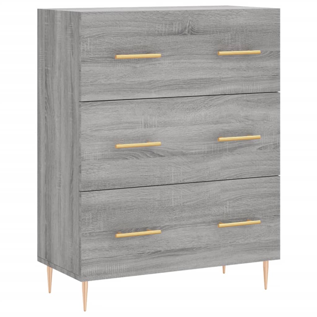 højskab 69,5x34x180 cm konstrueret træ grå sonoma-eg