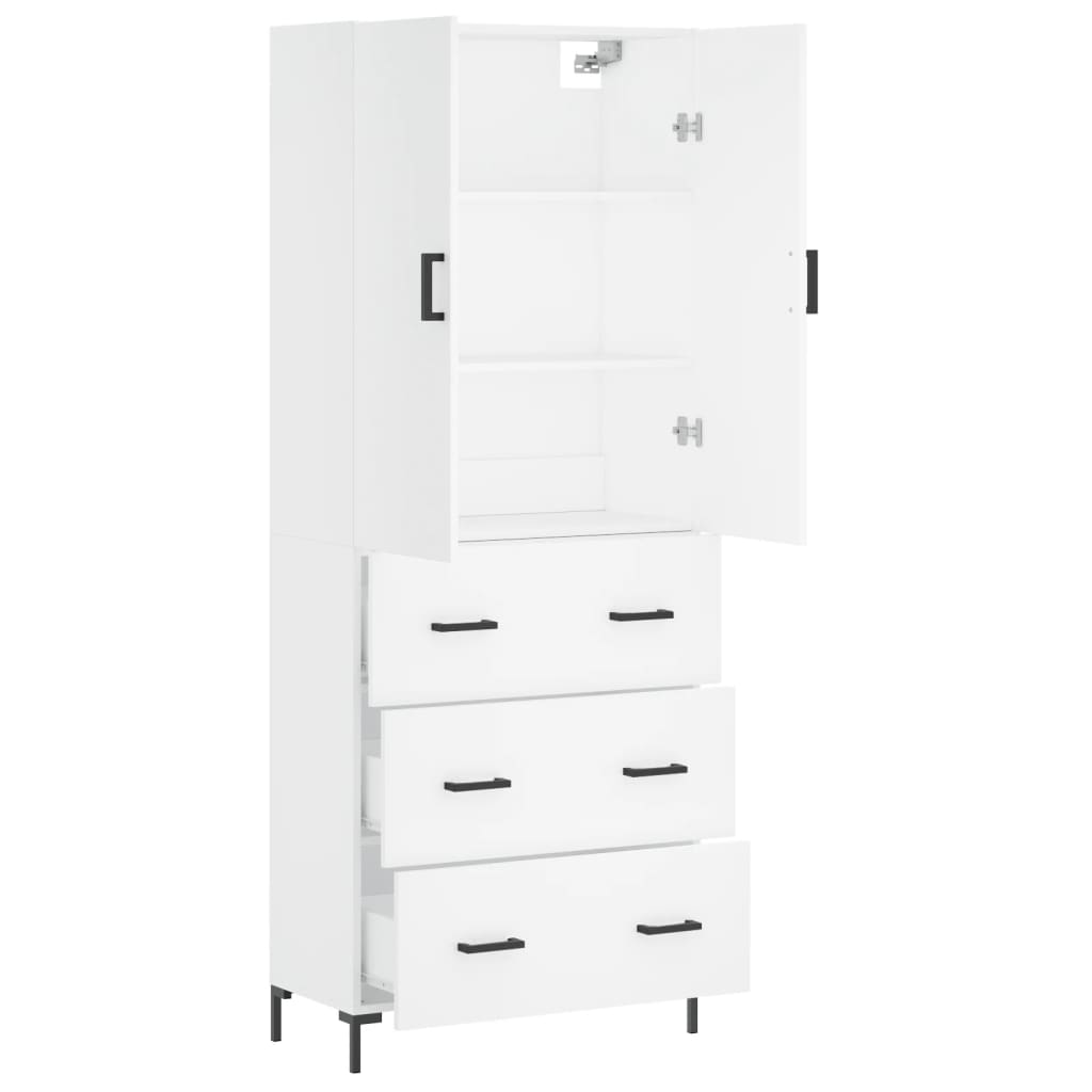højskab 69,5x34x180 cm konstrueret træ hvid