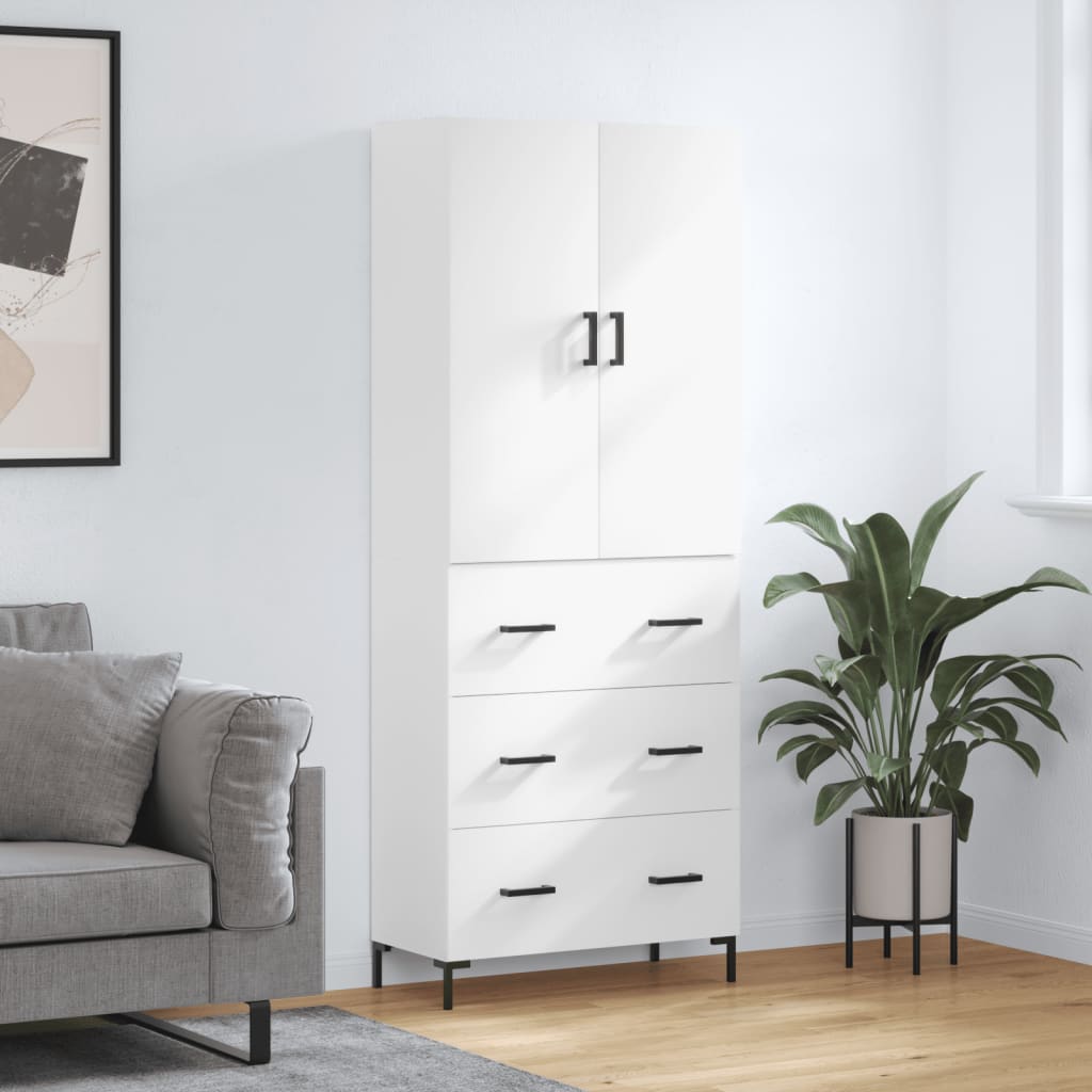 højskab 69,5x34x180 cm konstrueret træ hvid