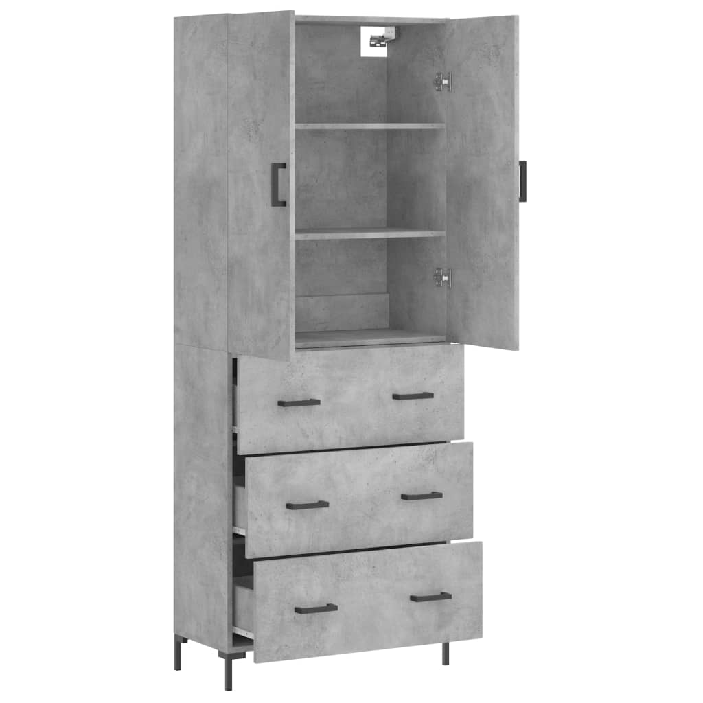 højskab 69,5x34x180 cm konstrueret træ betongrå