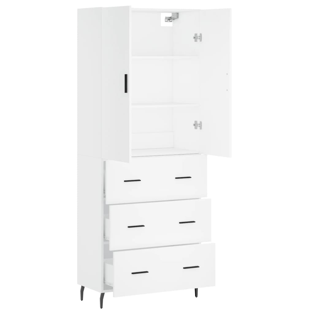 højskab 69,5x34x180 cm konstrueret træ hvid