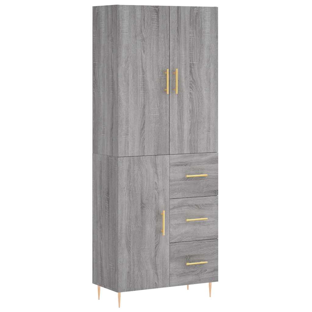 højskab 69,5x34x180 cm konstrueret træ grå sonoma-eg