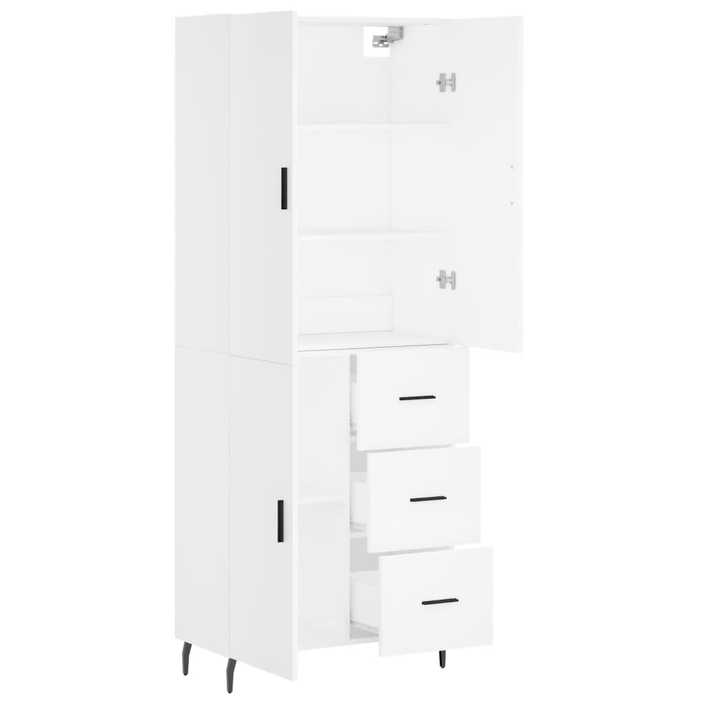 højskab 69,5x34x180 cm konstrueret træ hvid