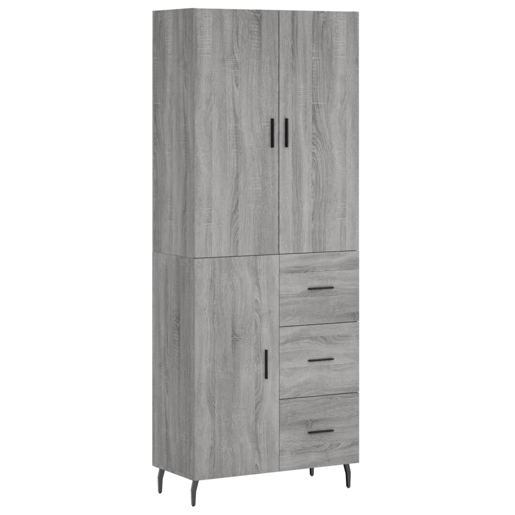 højskab 69,5x34x180 cm konstrueret træ grå sonoma-eg