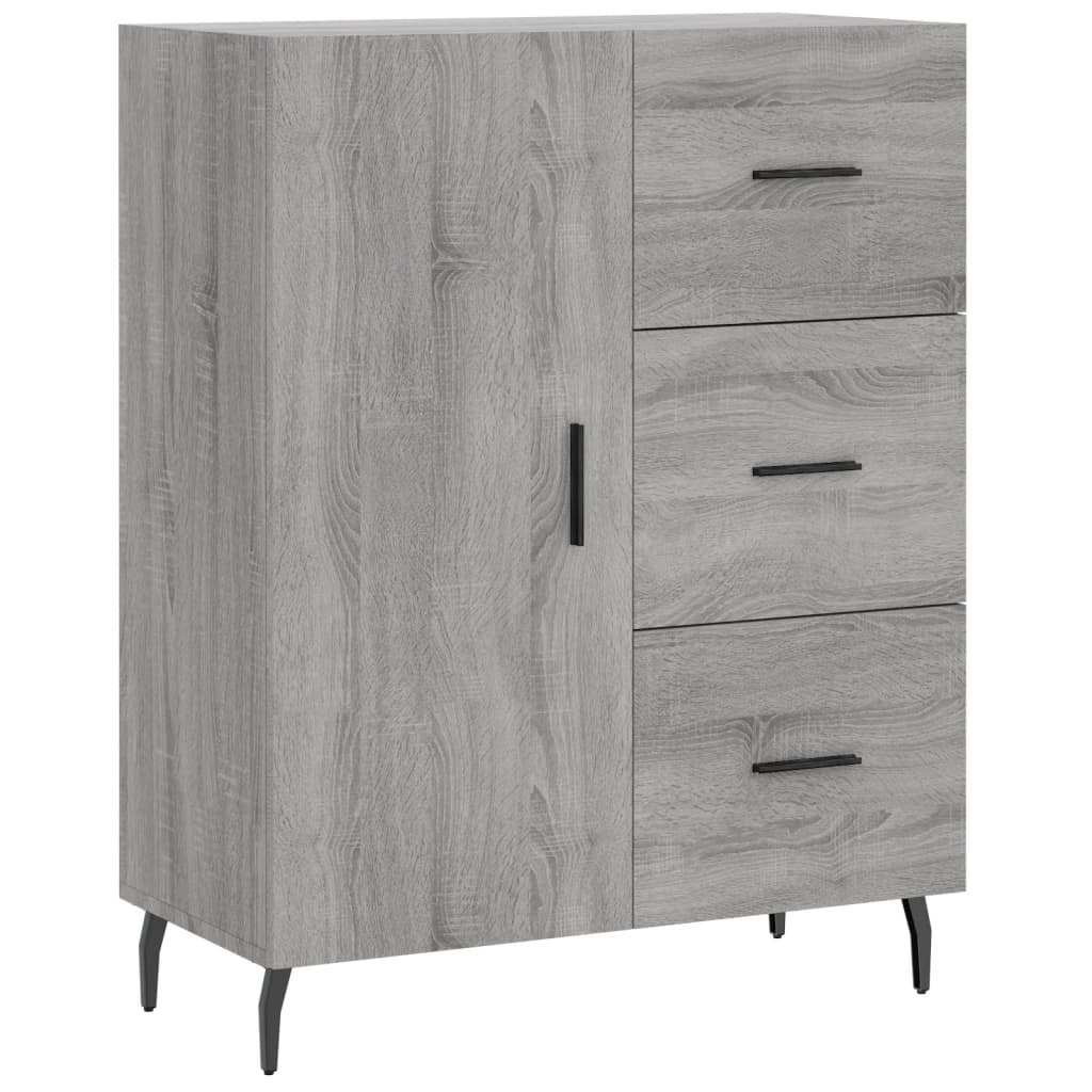 højskab 69,5x34x180 cm konstrueret træ grå sonoma-eg