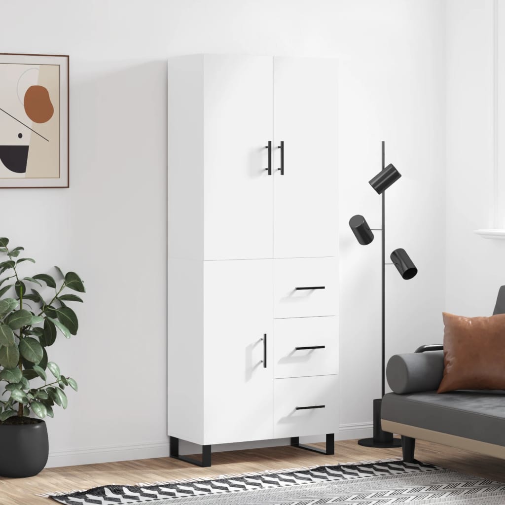 højskab 69,5x34x180 cm konstrueret træ hvid