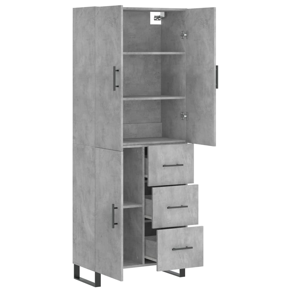 højskab 69,5x34x180 cm konstrueret træ betongrå