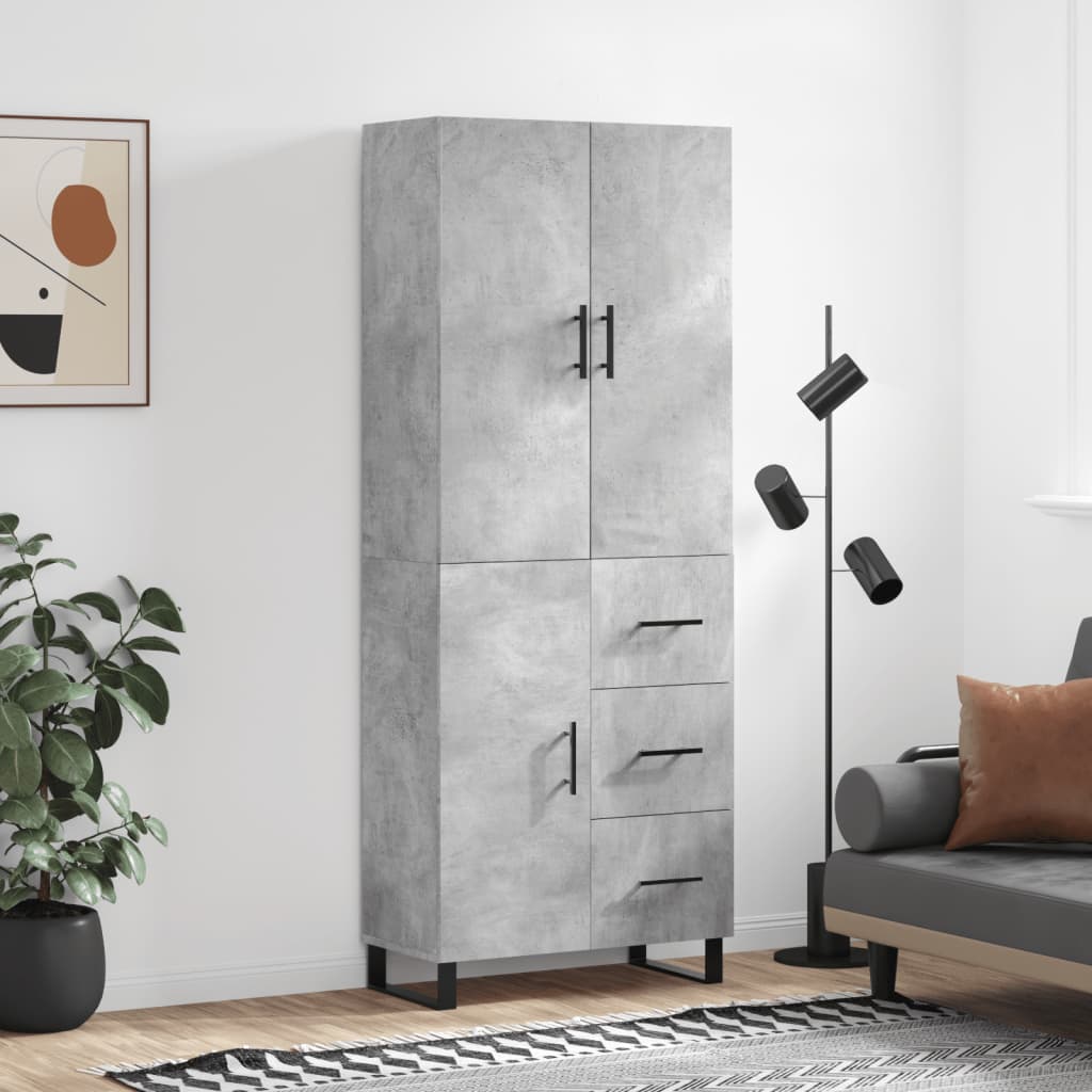 højskab 69,5x34x180 cm konstrueret træ betongrå