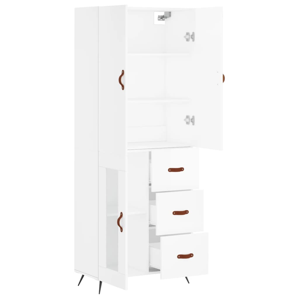 højskab 69,5x34x180 cm konstrueret træ hvid