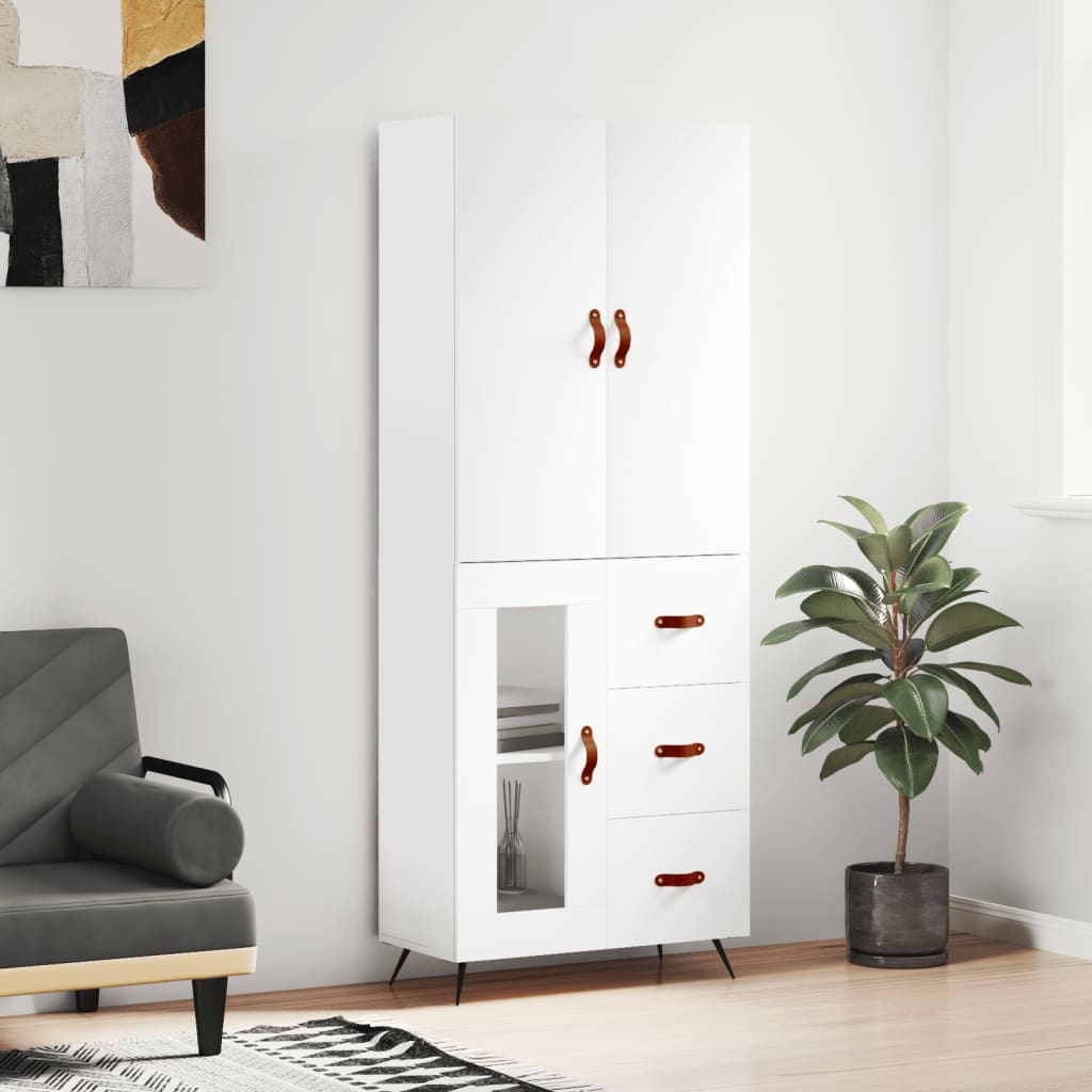 højskab 69,5x34x180 cm konstrueret træ hvid