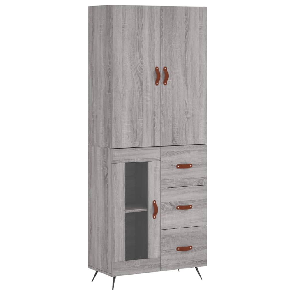 højskab 69,5x34x180 cm konstrueret træ grå sonoma-eg