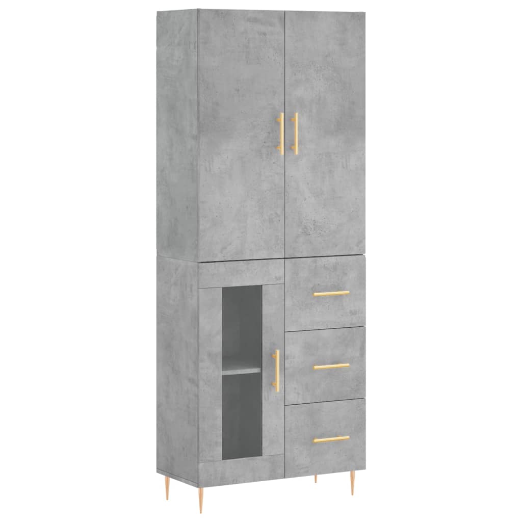 højskab 69,5x34x180 cm konstrueret træ betongrå