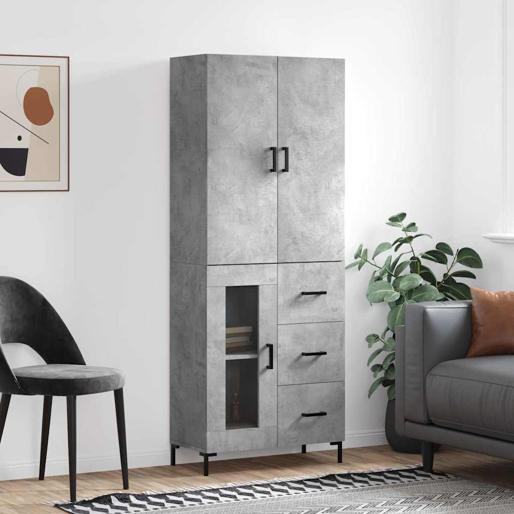 højskab 69,5x34x180 cm konstrueret træ betongrå