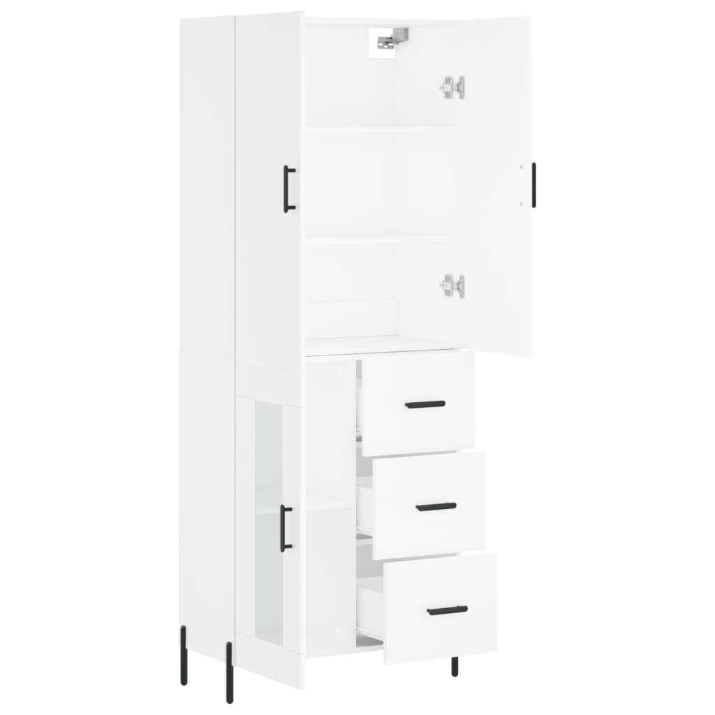 højskab 69,5x34x180 cm konstrueret træ hvid