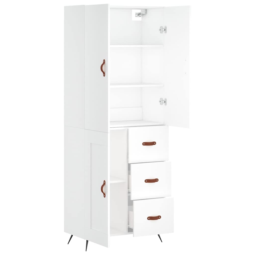 højskab 69,5x34x180 cm konstrueret træ hvid