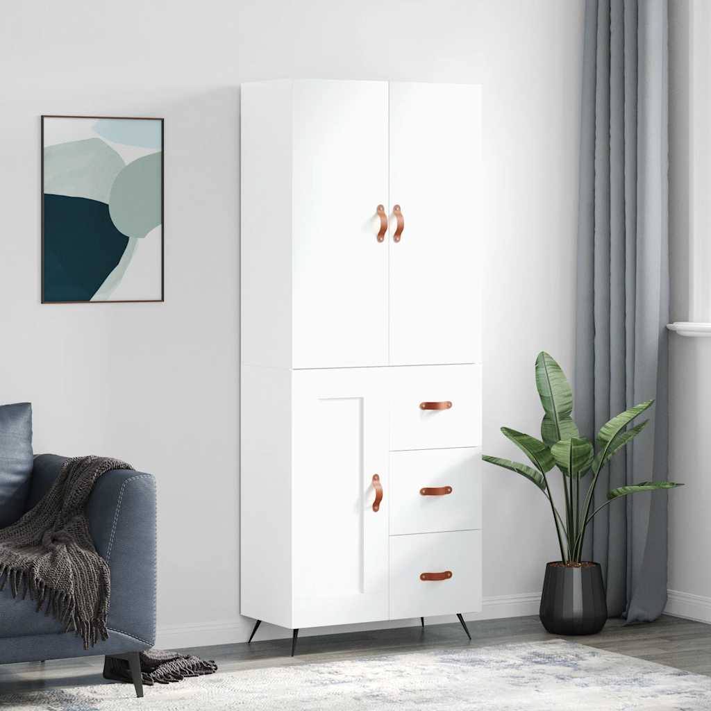 højskab 69,5x34x180 cm konstrueret træ hvid