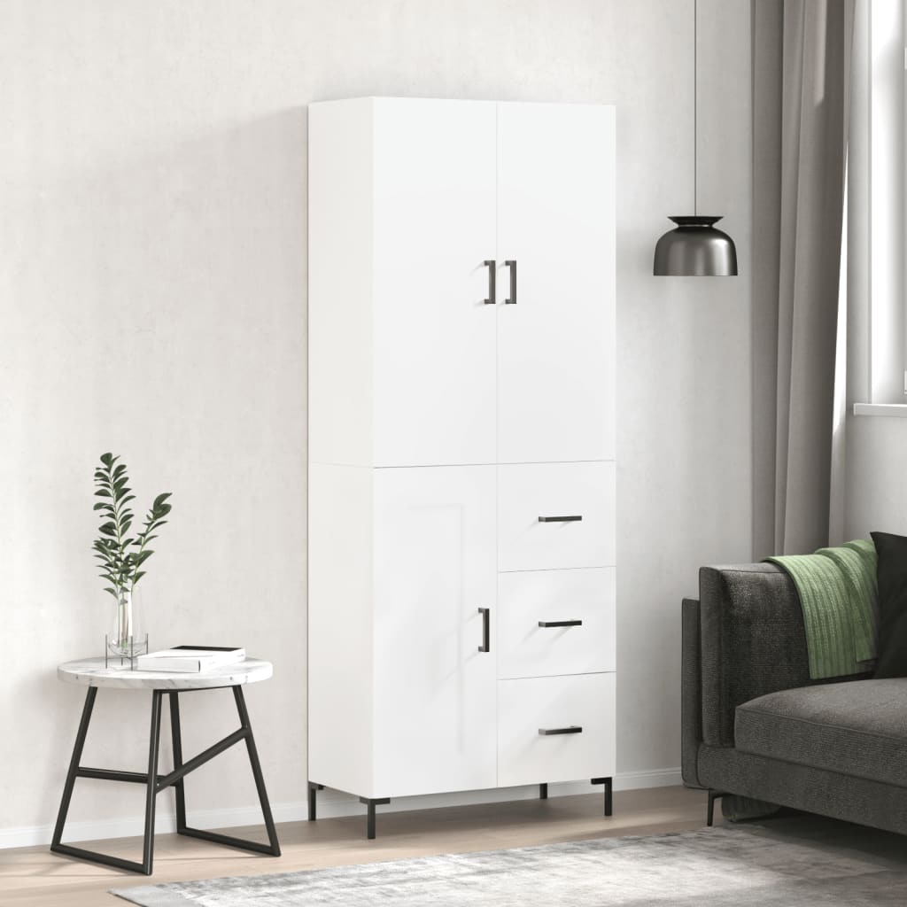 højskab 69,5x34x180 cm konstrueret træ hvid