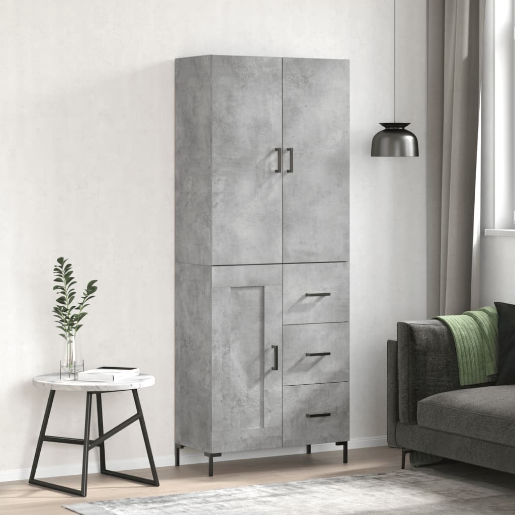 højskab 69,5x34x180 cm konstrueret træ betongrå