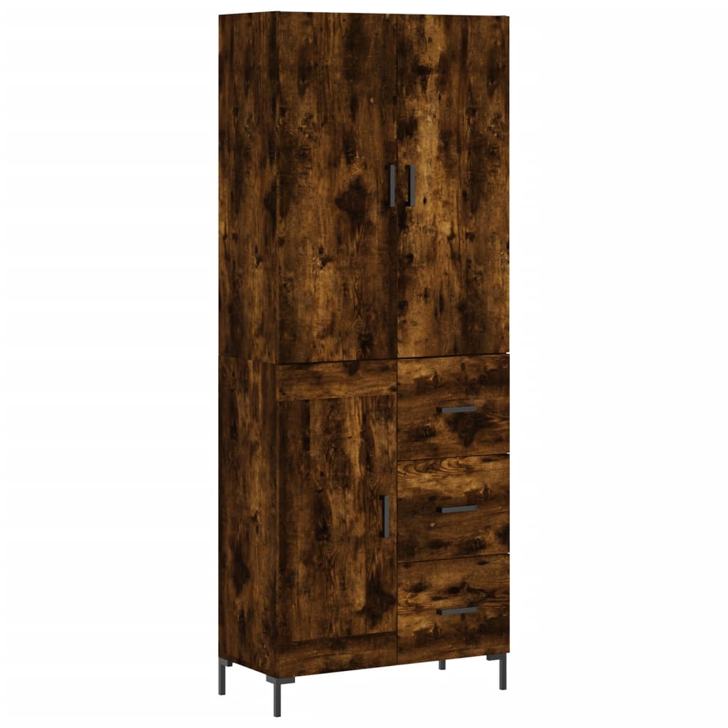højskab 69,5x34x180 cm konstrueret træ røget egetræsfarve