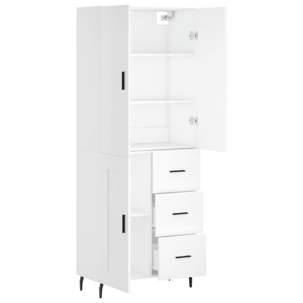 højskab 69,5x34x180 cm konstrueret træ hvid