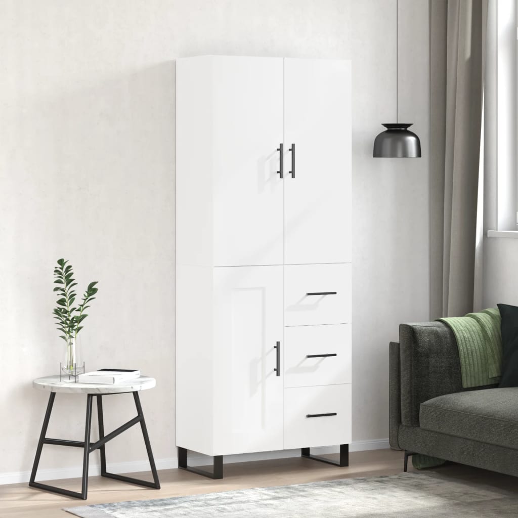 højskab 69,5x34x180 cm konstrueret træ hvid