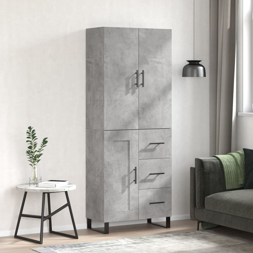højskab 69,5x34x180 cm konstrueret træ betongrå
