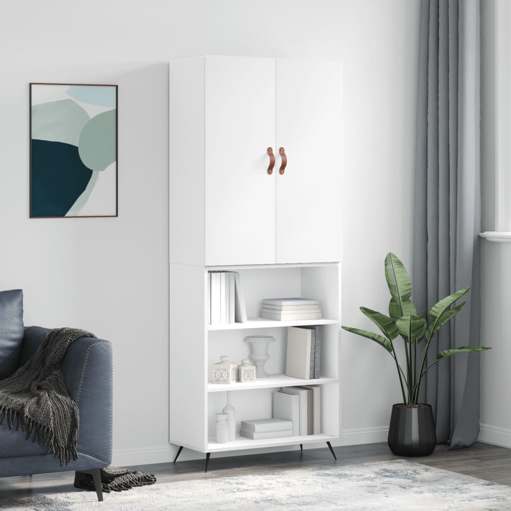 højskab 69,5x34x180 cm konstrueret træ hvid