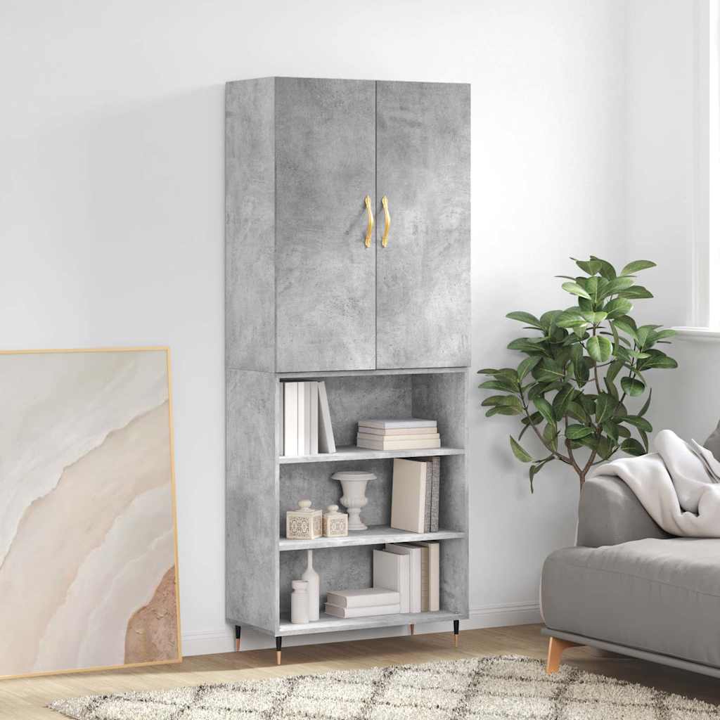 højskab 69,5x34x180 cm konstrueret træ betongrå