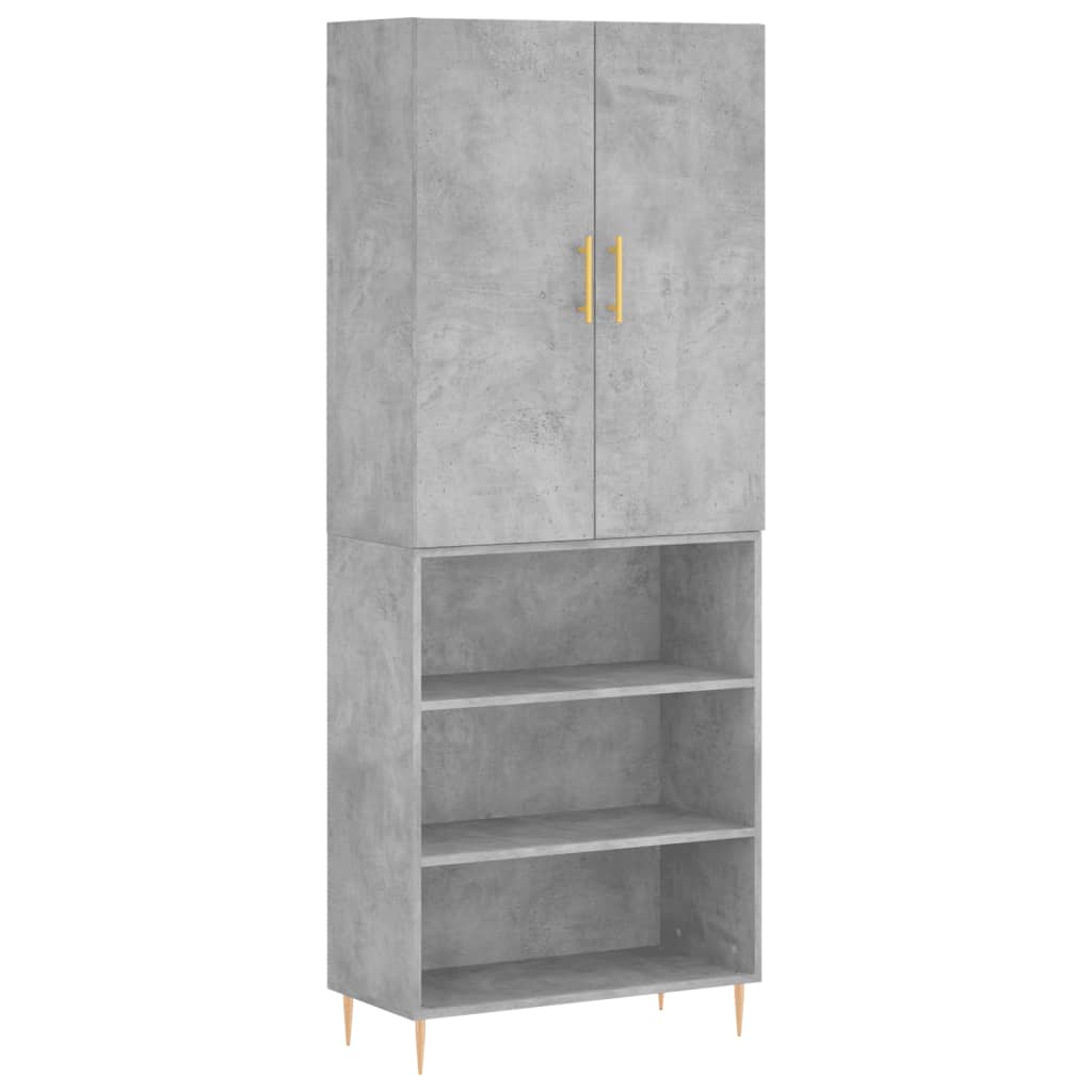 højskab 69,5x34x180 cm konstrueret træ betongrå