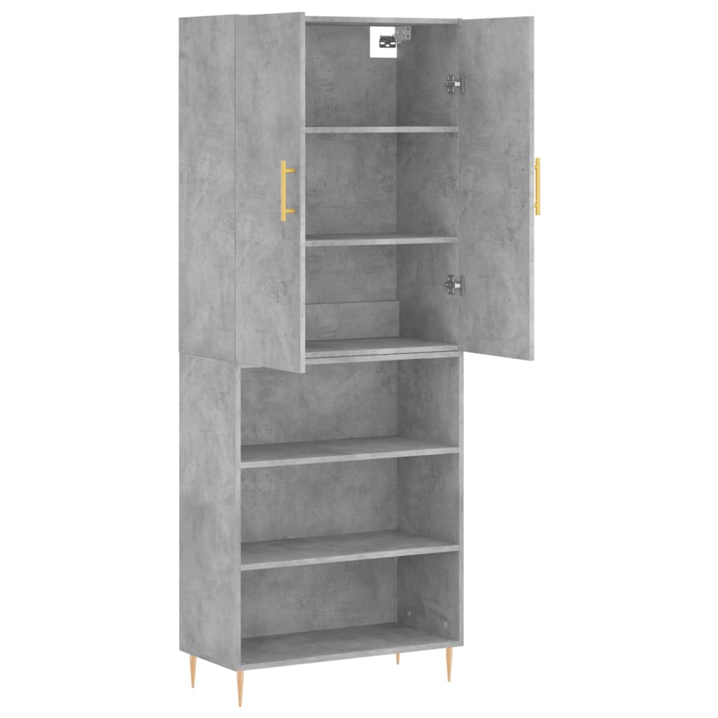 højskab 69,5x34x180 cm konstrueret træ betongrå
