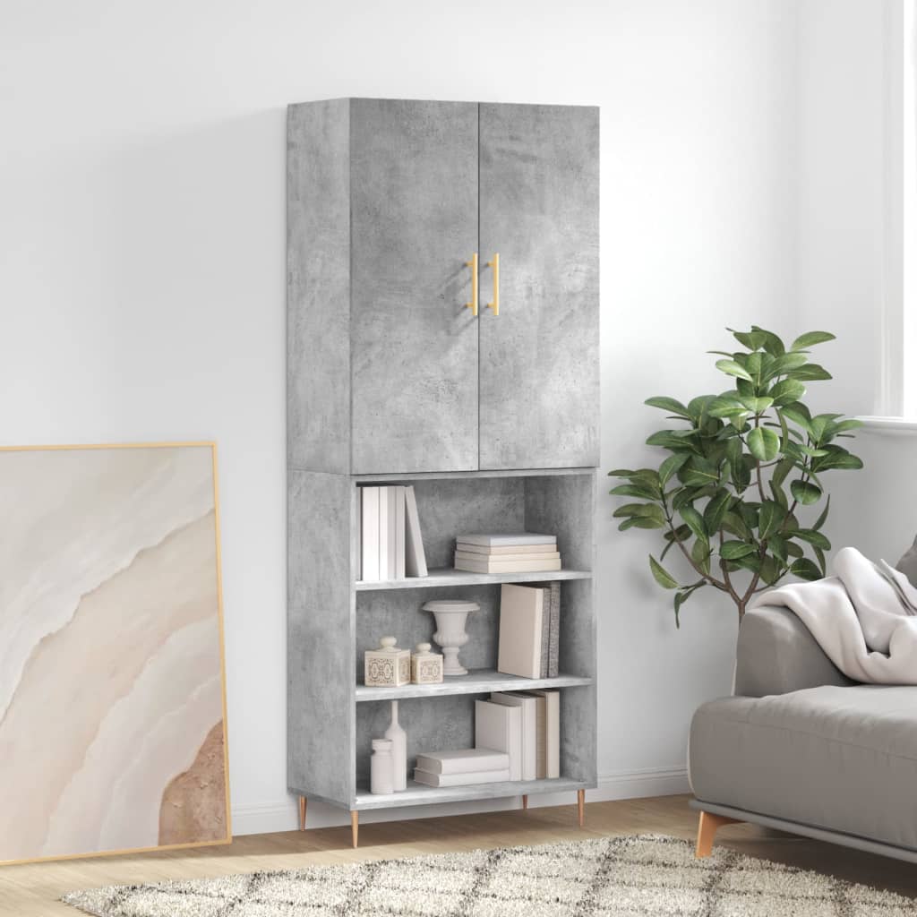 højskab 69,5x34x180 cm konstrueret træ betongrå