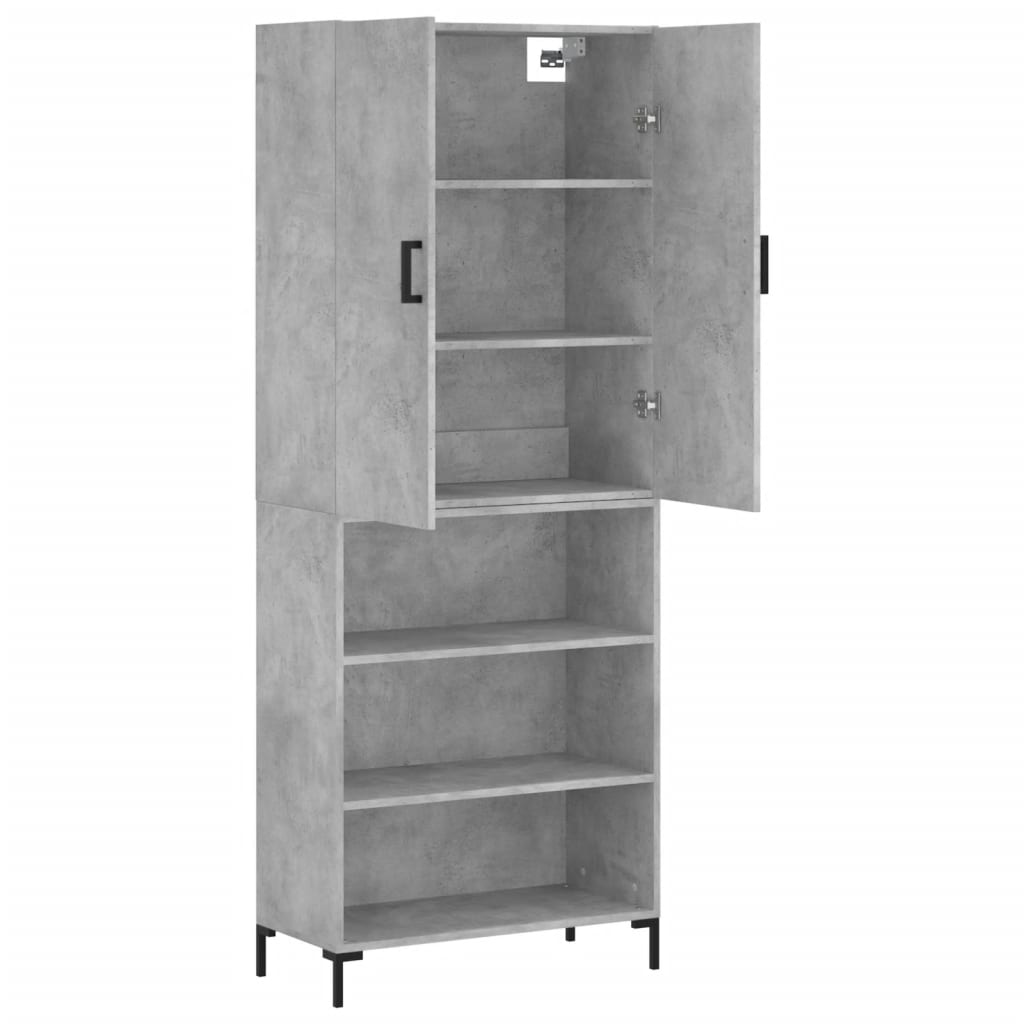 højskab 69,5x34x180 cm konstrueret træ betongrå