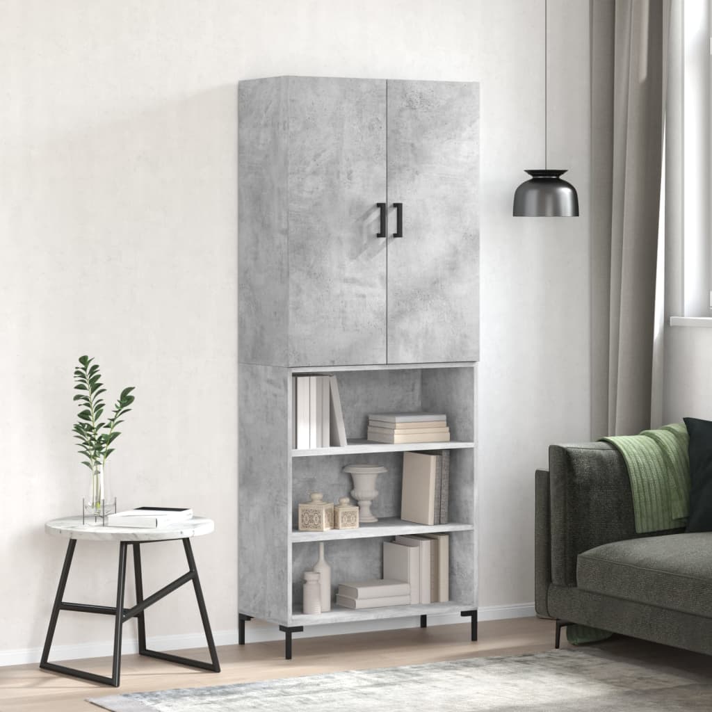 højskab 69,5x34x180 cm konstrueret træ betongrå