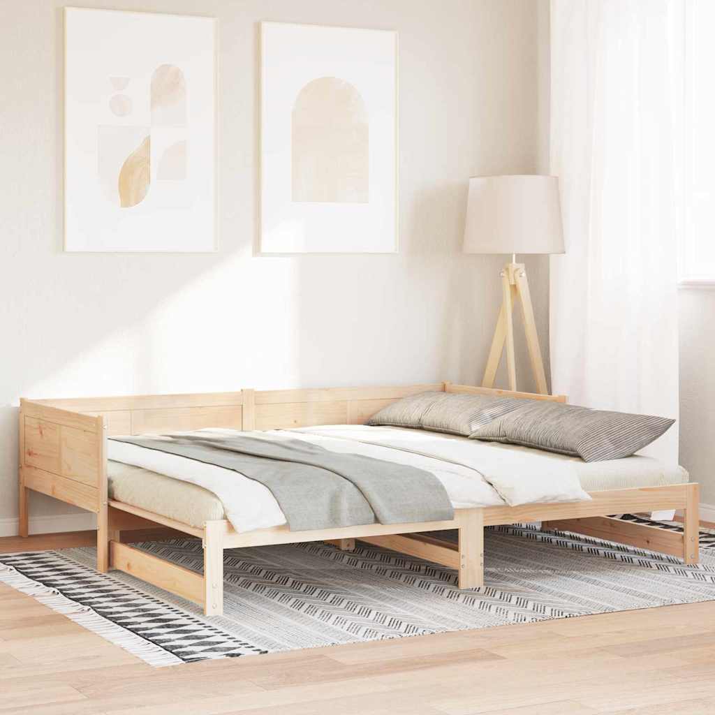 Utrækkelig Dag-seng Brun 203,5 x 184 x 56,5 cm Massivt fyrretræ