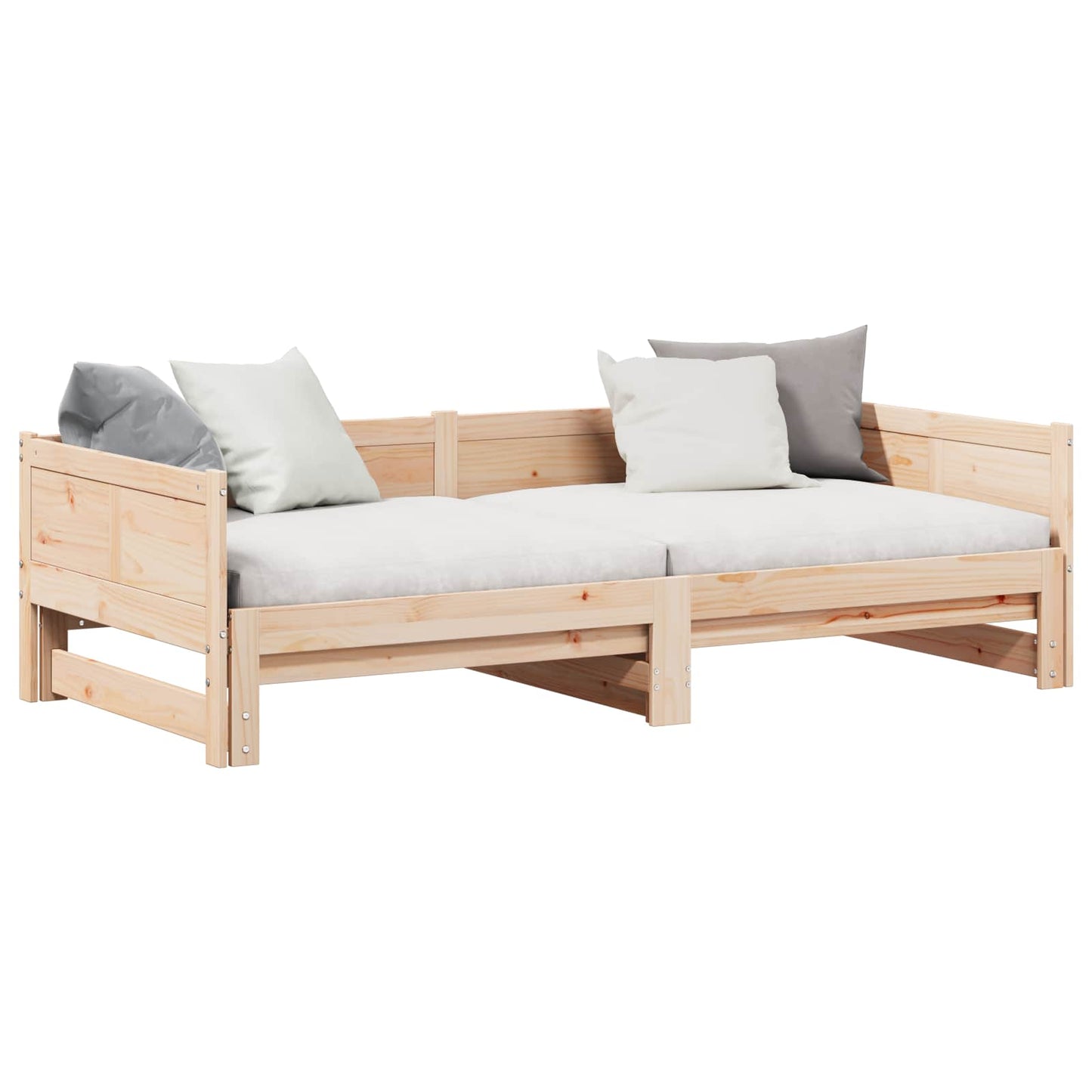 Utrækkelig Dag-seng Brun 203,5 x 184 x 56,5 cm Massivt fyrretræ