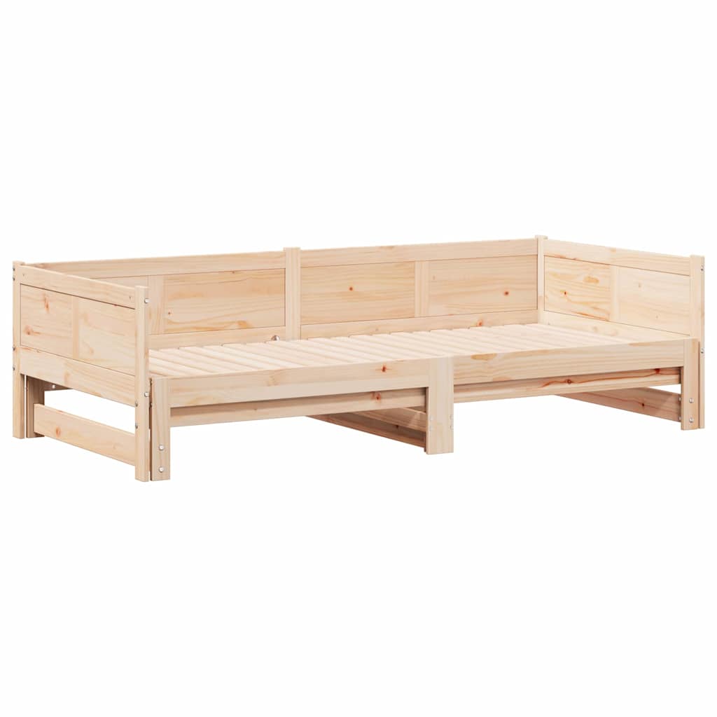 Utrækkelig Dag-seng Brun 203,5 x 184 x 56,5 cm Massivt fyrretræ