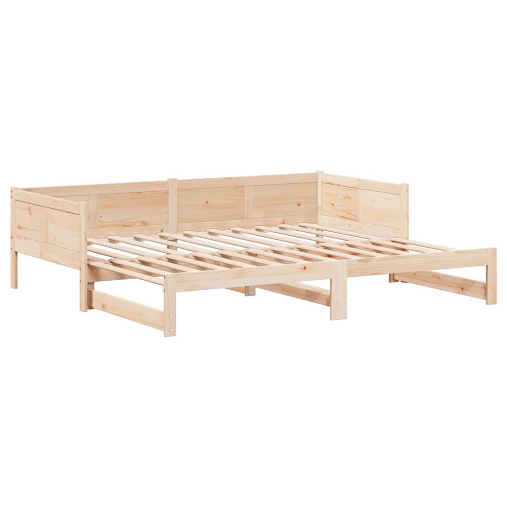 Utrækkelig Dag-seng Brun 203,5 x 184 x 56,5 cm Massivt fyrretræ