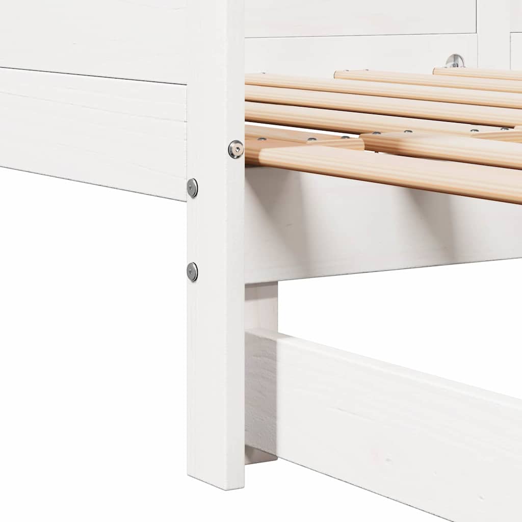 Utrækkelig Dag-seng Hvid 203,5 x 184 x 56,5 cm Massivt fyrretræ