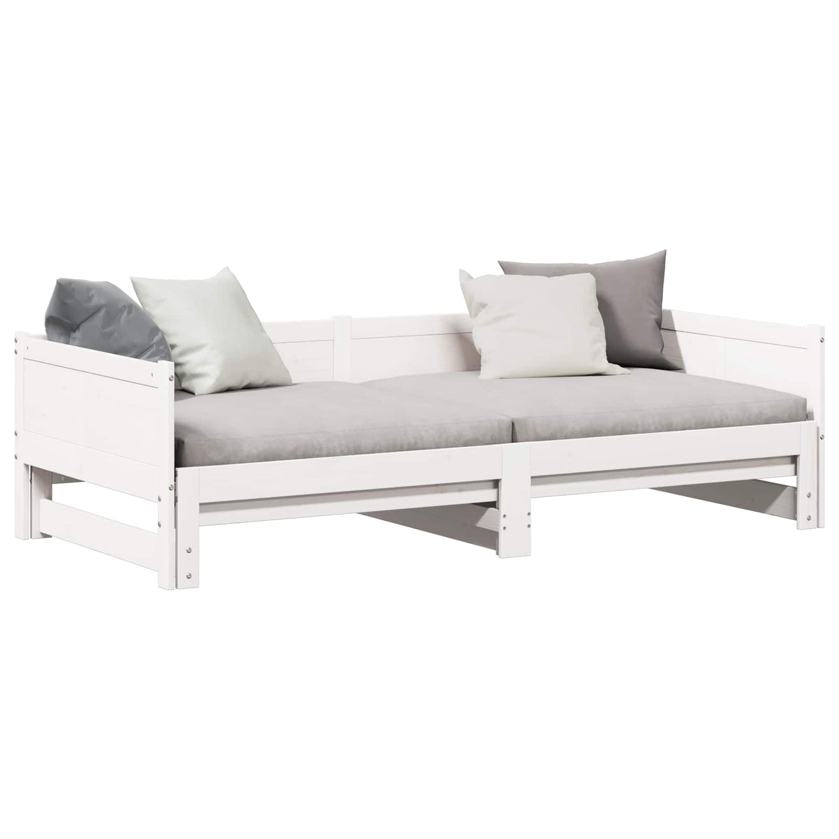 Utrækkelig Dag-seng Hvid 203,5 x 184 x 56,5 cm Massivt fyrretræ