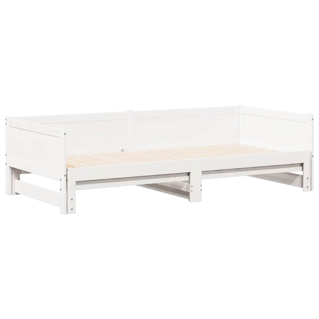 Utrækkelig Dag-seng Hvid 203,5 x 184 x 56,5 cm Massivt fyrretræ